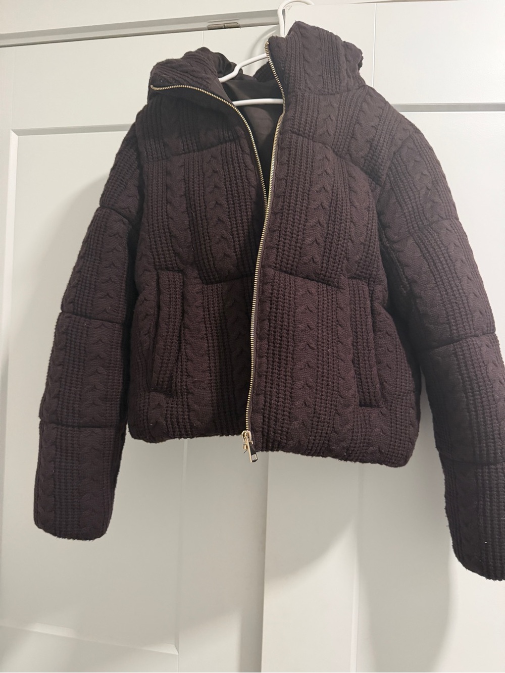 Zara Women's Cable-Knit Puffer Jacket